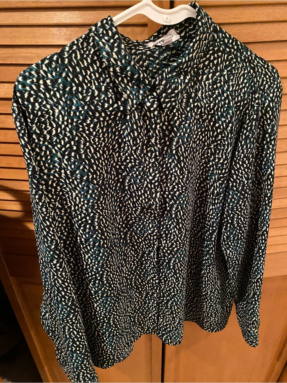 Express Black Teal & White Printed Button-Down Shirt